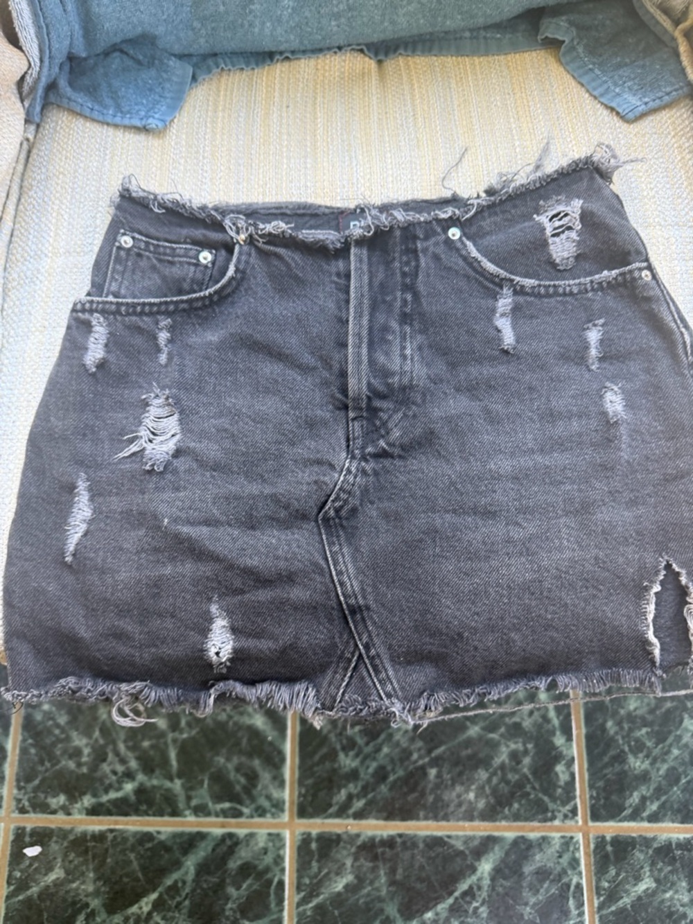 BDG Black Distressed Denim Mini Skirt
